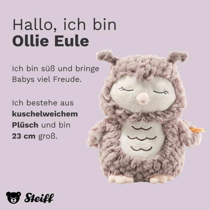Steiff Kuscheltier Ollie Eule, Süßes Stofftier, Jungen, Mädchen & Babys ab 0 Monaten, Friends, Plüschti Beige – Bild 6